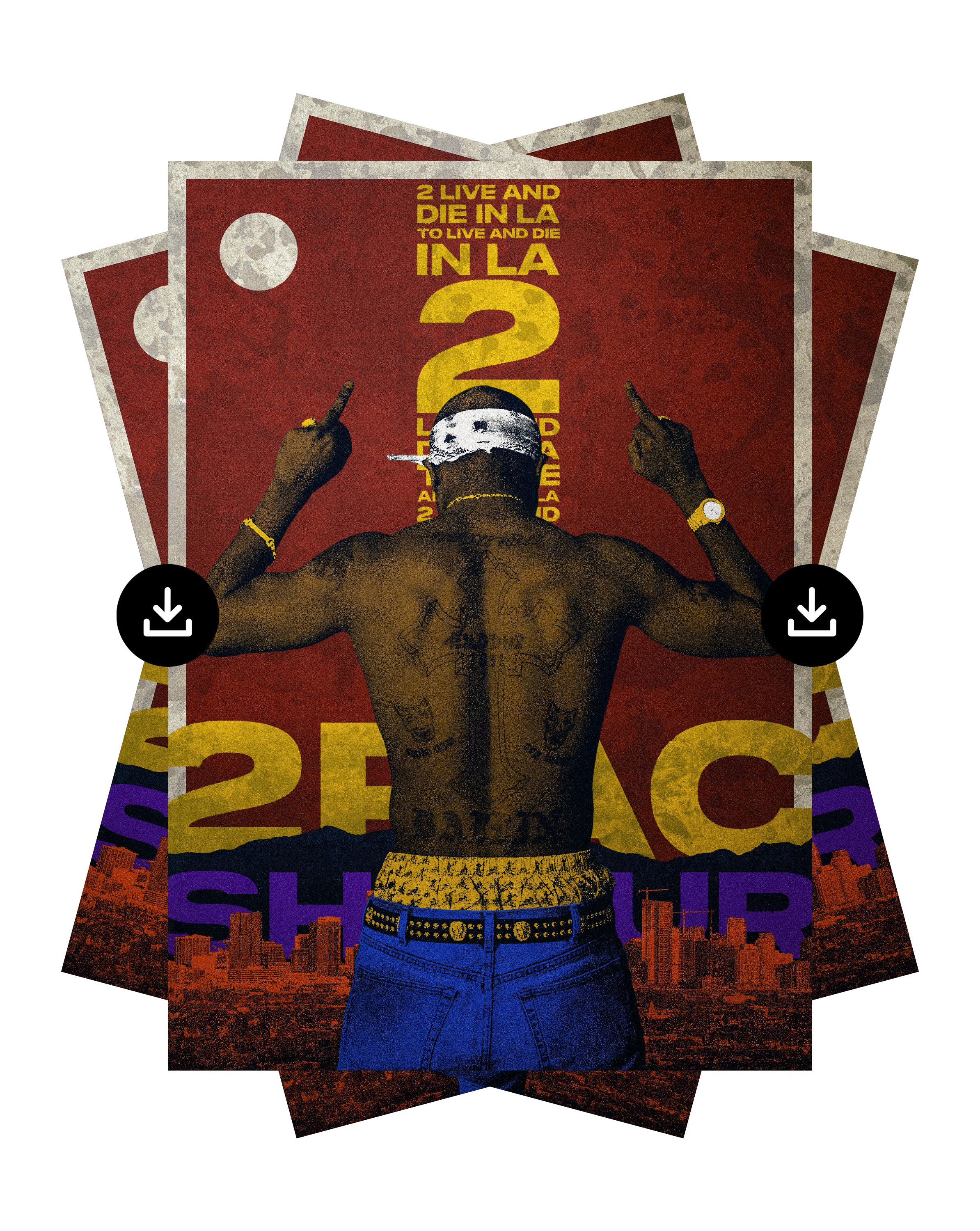 [Digital Download] 2Pac To Live and Die in LA Poster Print Tupac Shakur West Coast Hip Hop Wall Art (Bordered & Borderless Included)