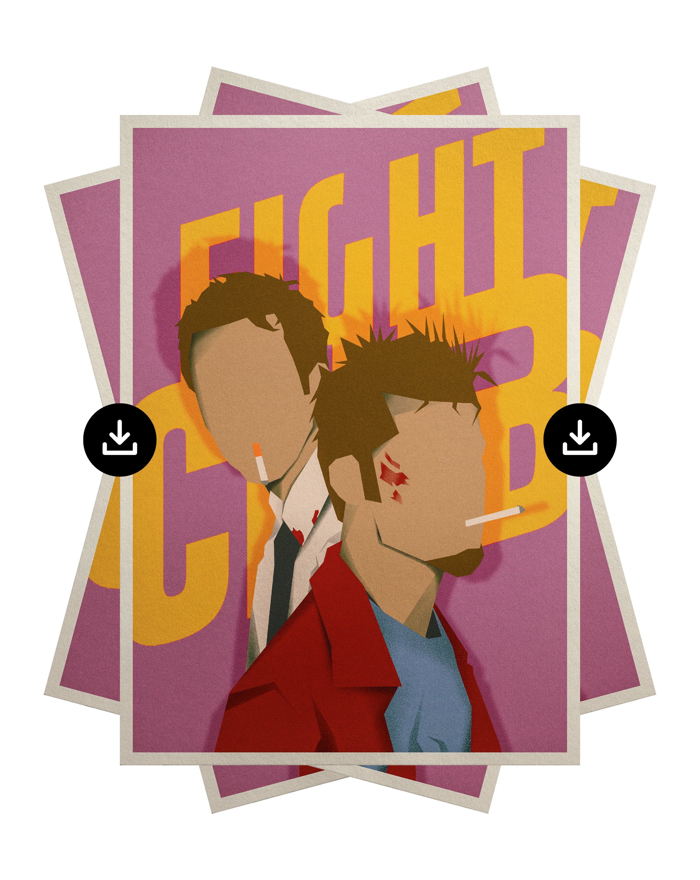 [Digital Download] Fight Club Movie Poster Print Minimalist Cult Classic Film Art