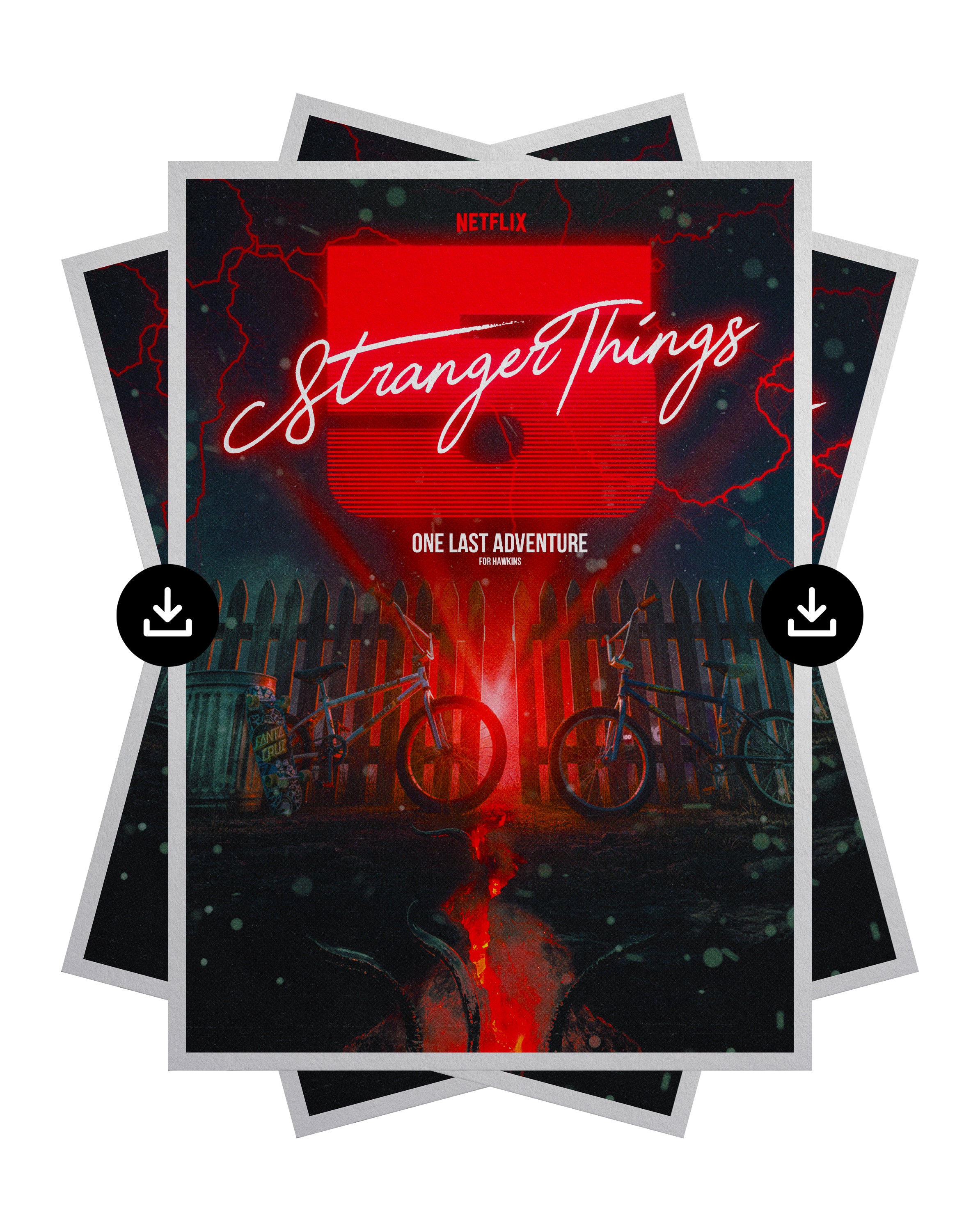 [Digital Download] Stranger Things 5 Poster Print One Last Adventure Hawkins Sci-Fi Wall Art