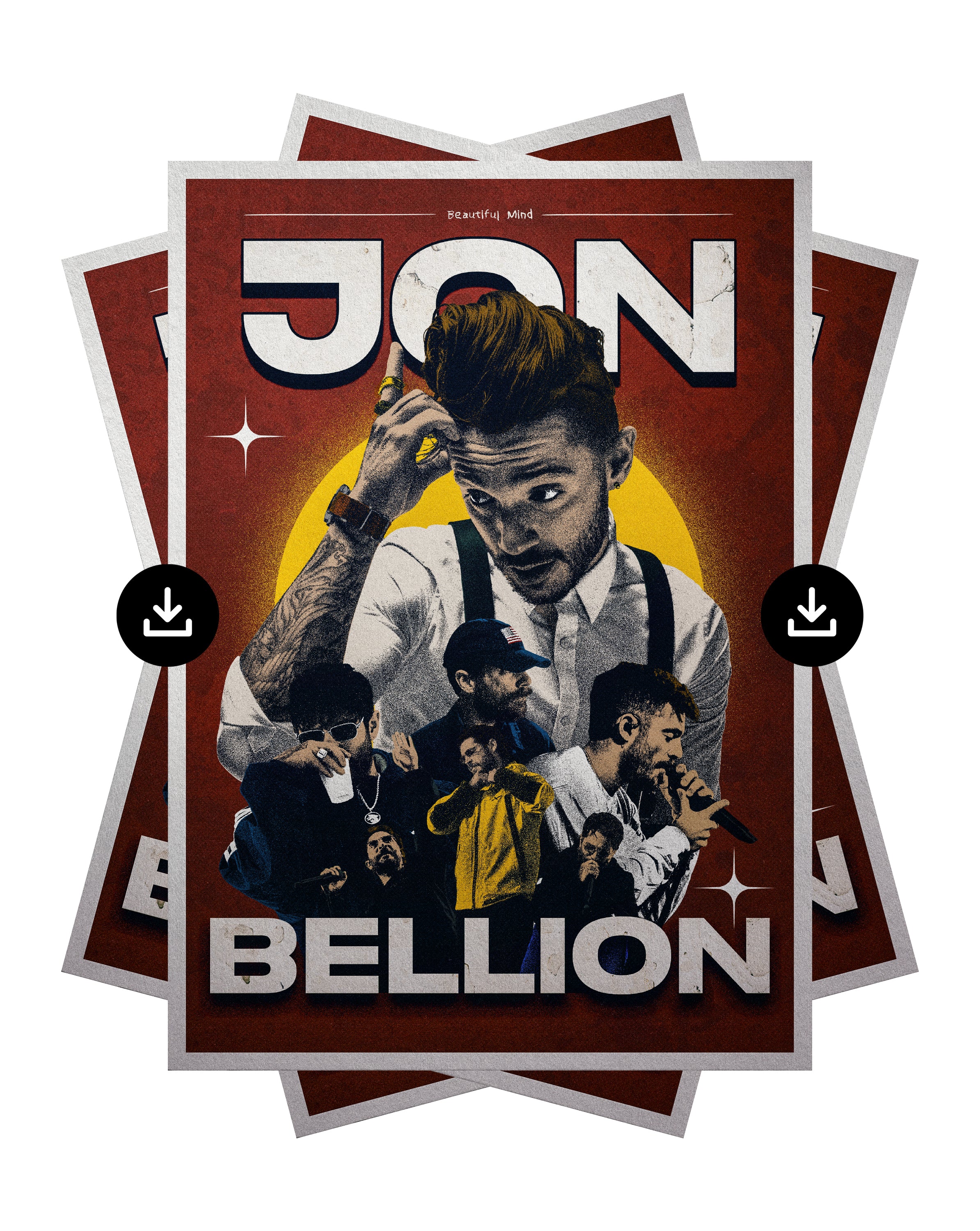 [Digital Download] Jon Bellion Legacy Music Poster Print Beautiful Mind Pop Hip Hop Wall Art Poster (Colour & Black and White Included)