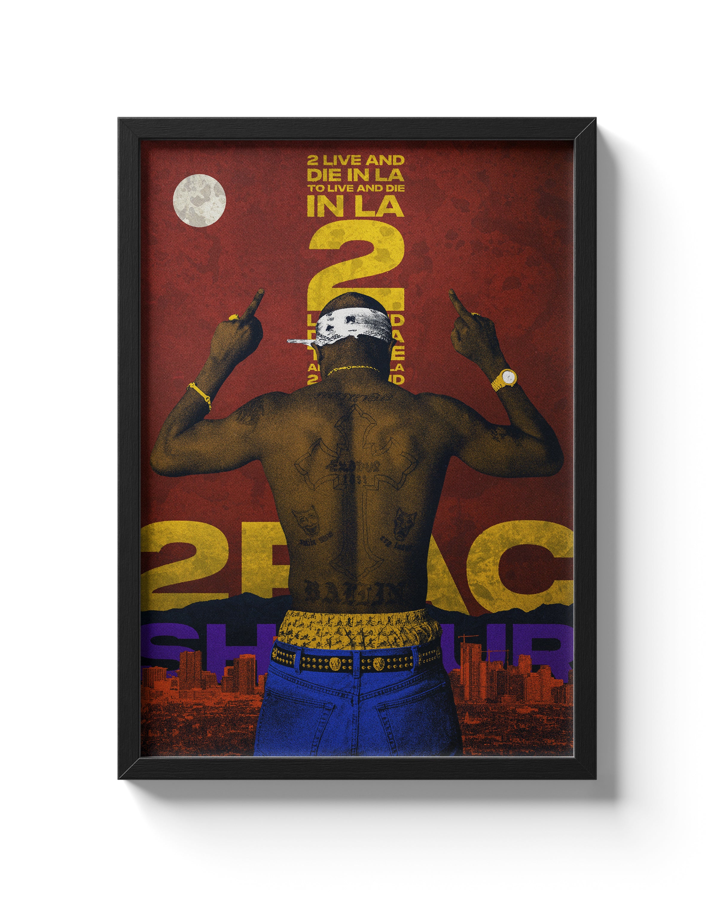 2Pac Tupac Shakur Poster To Live and Die in LA Hip Hop Art Print