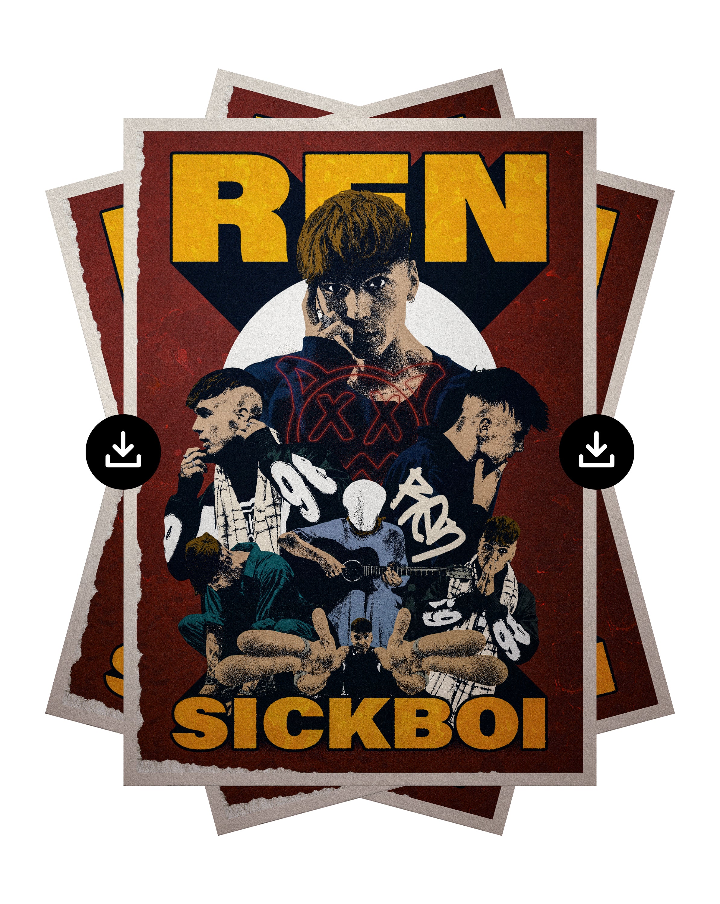 [Digital Download] REN Sick Boi Music Poster Print UK Rap Hip Hop Wall Art Poster (Colour & Black and White Included)